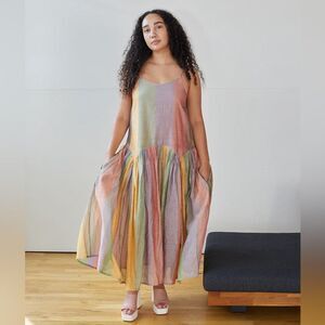 Rujuta Sheth Large Leila Dress Pastel Stripe Print Free People NWT